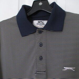 Slazenger Golf Mens S/S Navy Yellow Polo Shirt - Size Small